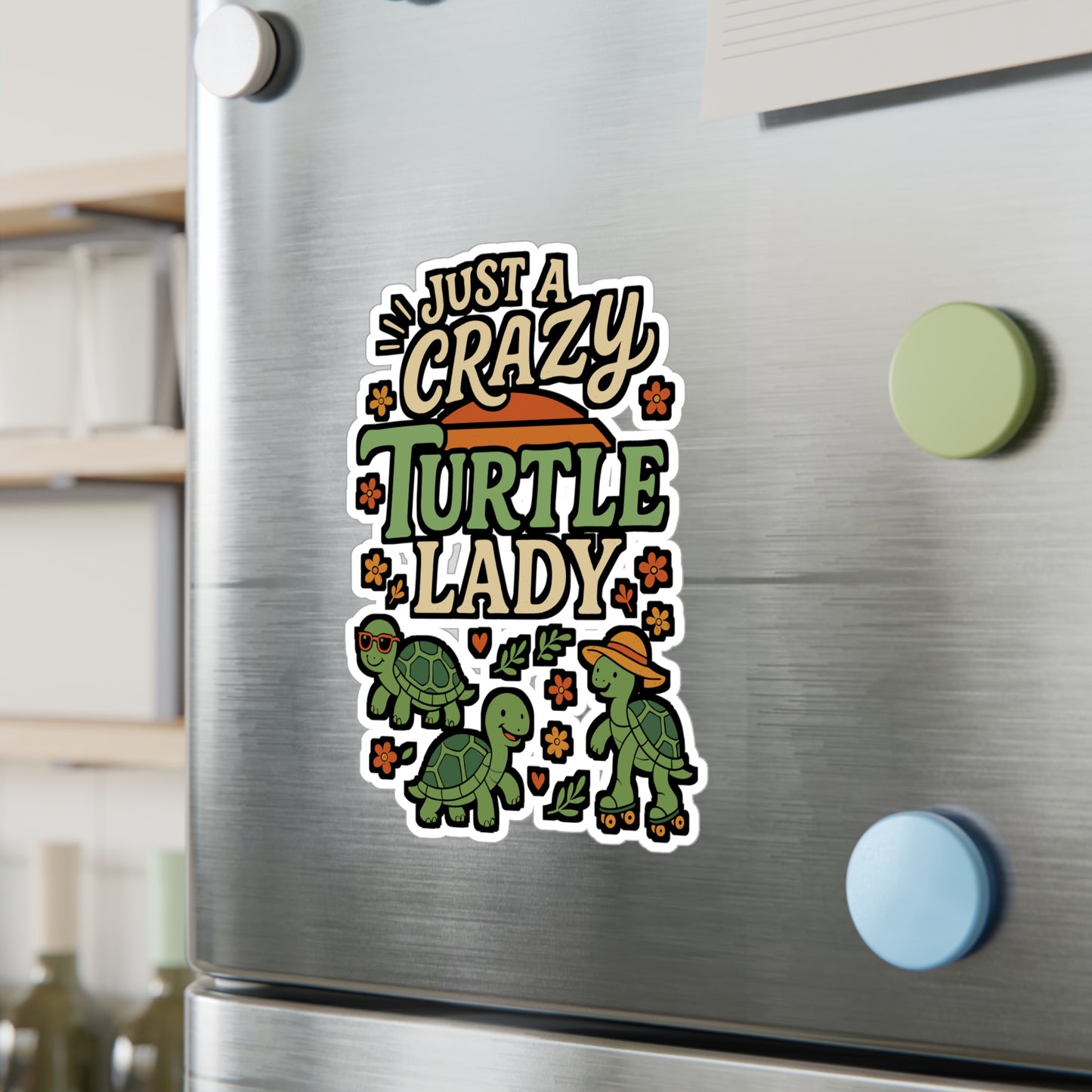 Crazy Turtle Lady – Turtle Sticker for Car Window, Laptop & Water Bottle | Vinyl Tortoise Decal, Sulcata Turtle Gift, Animal Lover Present