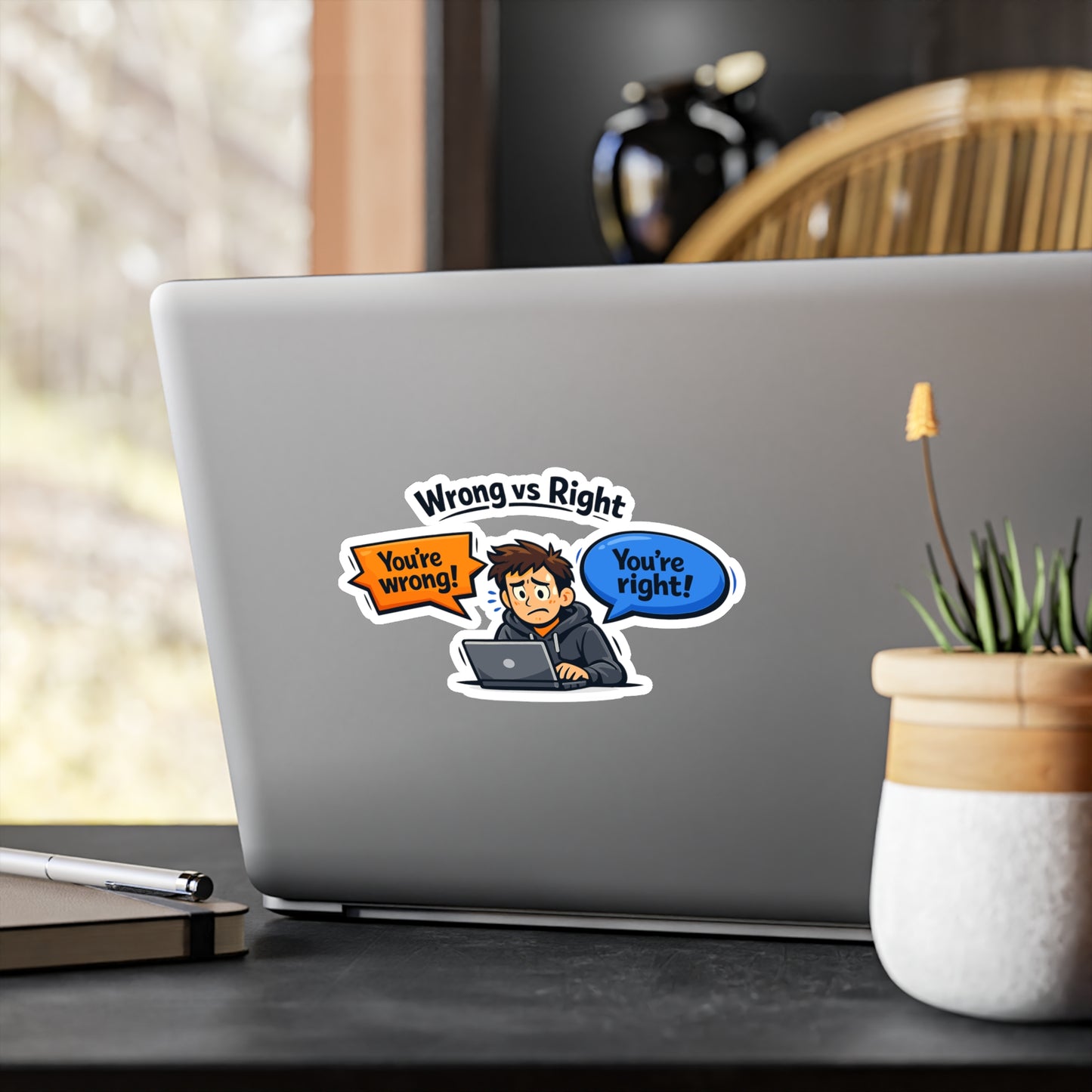 Coding Sticker Wrong vs Right Design, Programmer Source Code Semicolon Decals, Waterproof Vinyl for Laptop, Water Bottle