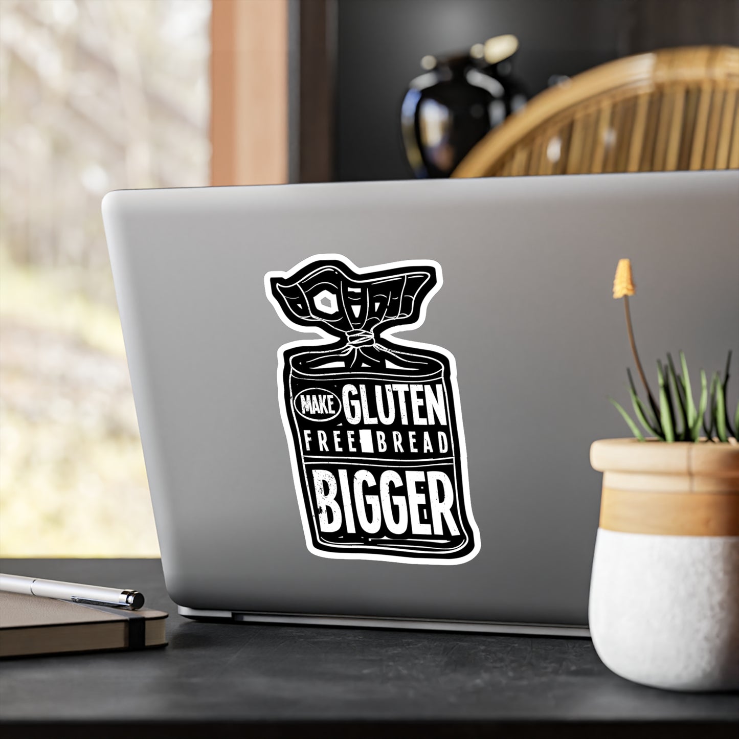 Make Gluten Free Bread Bigger - Gluten Sticker for Laptop Sticker. Water Bottle Sticker, Vinyl Celiac Decal - Gluten Gift