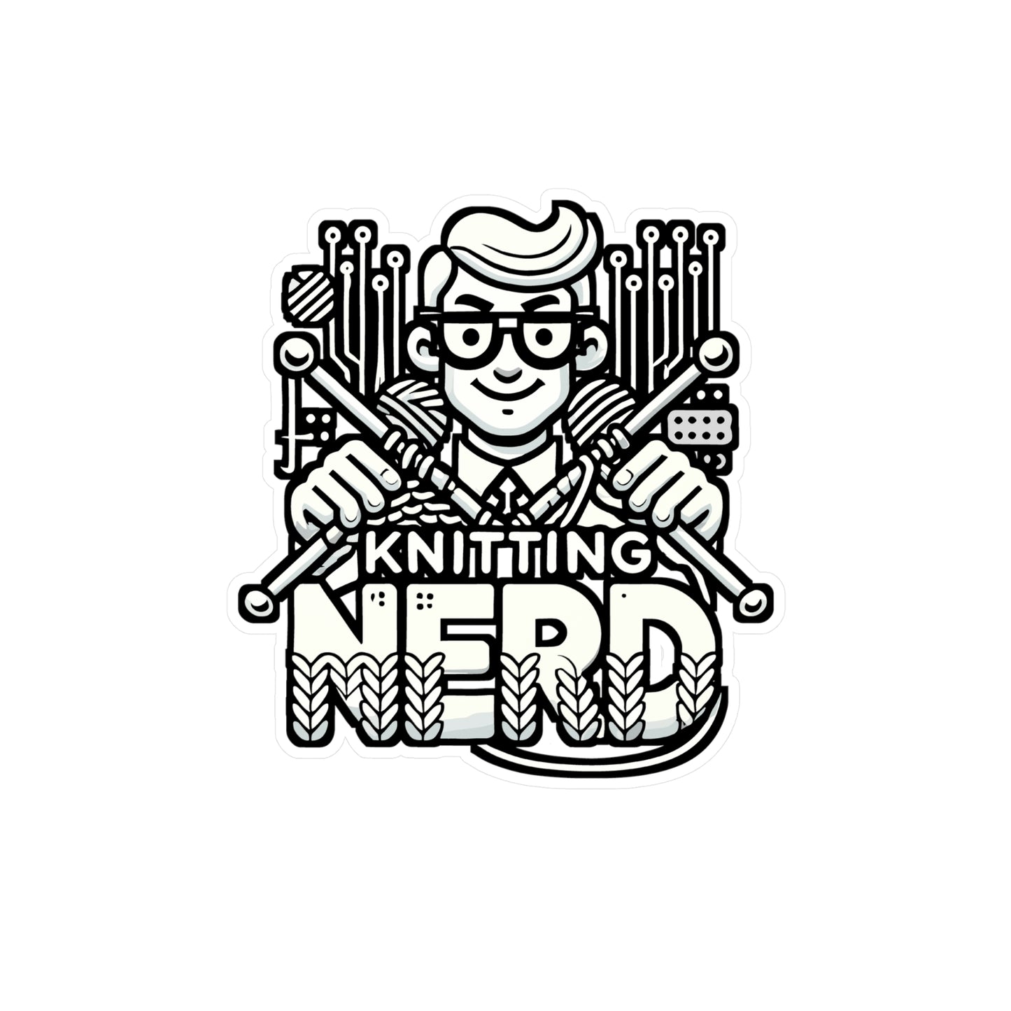 Knitting Nerd – Vinyl Sticker for Car Window, Laptop, Water Bottle | Worsted Yarn Decal, Knitting Gift for Needle Lovers