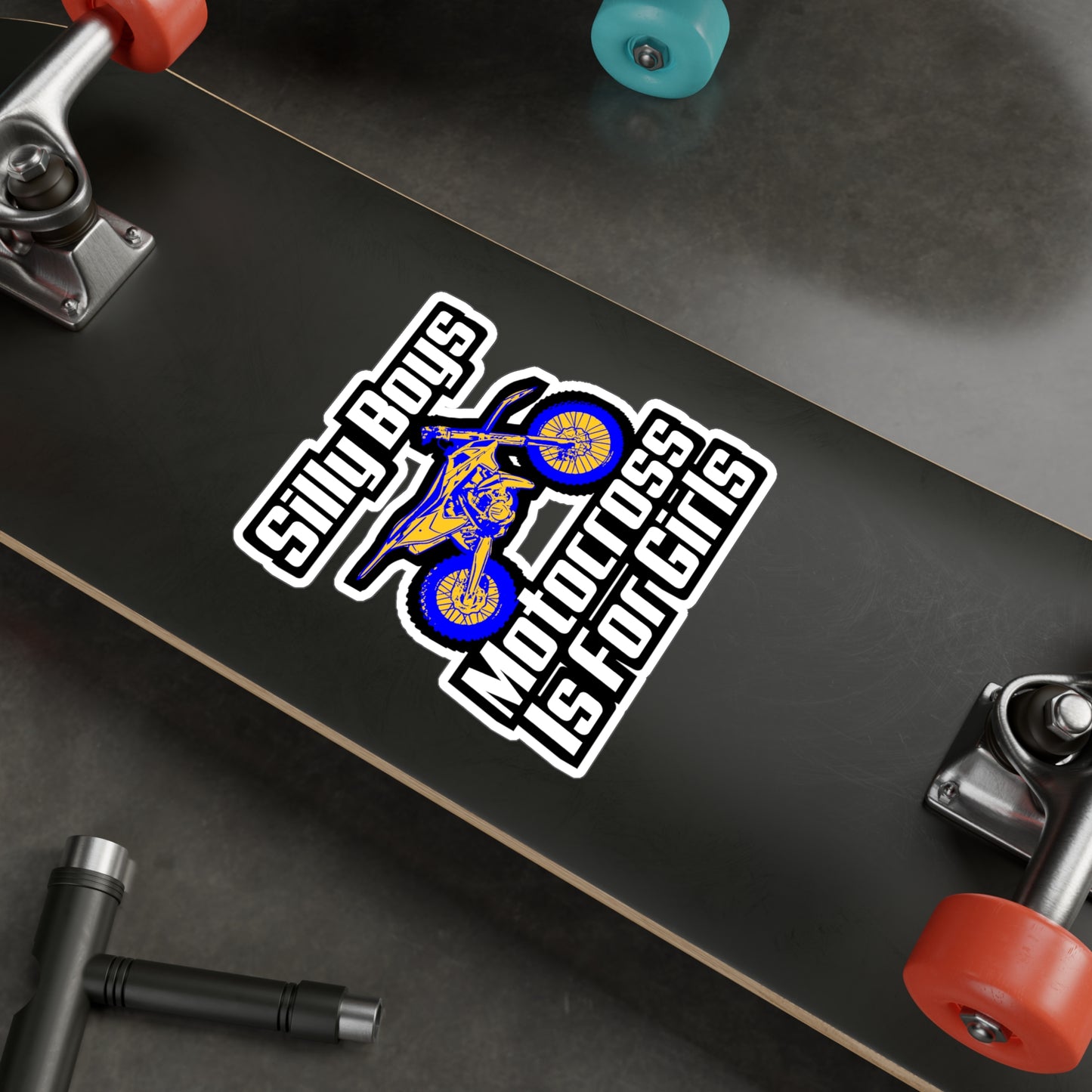 Silly Boys Motocross Is For Girls - Motorcycle Sticker for Laptop Sticker. Water Bottle Sticker, Vinyl Racing Decal - Motorcycle Gift