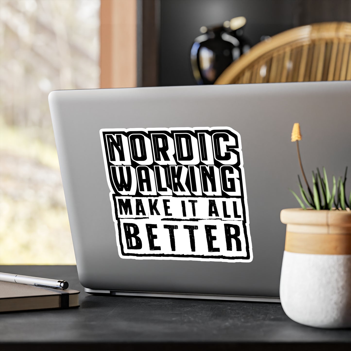 Nordic Walking Make It All Better - Sports Sticker for Laptop Sticker. Water Bottle Sticker, Vinyl Nature Decal - Sports Gift