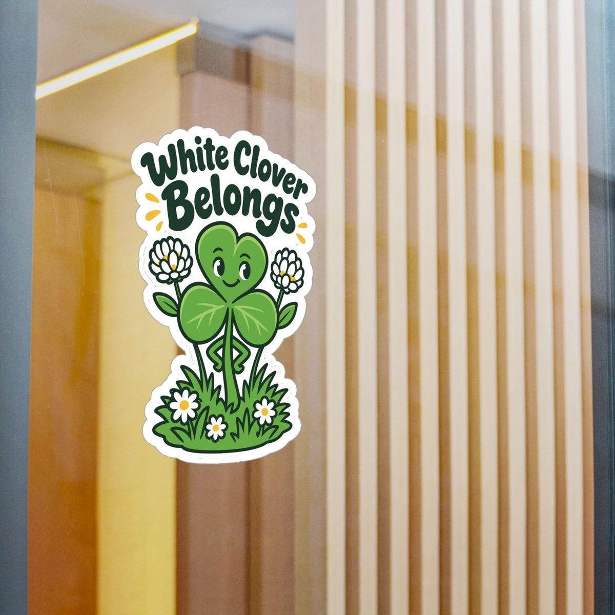 Plants Sticker – White Clover Belongs, Clover and Dandelion Decals Inspired by Nature and Friendship for Laptop or Water Bottle