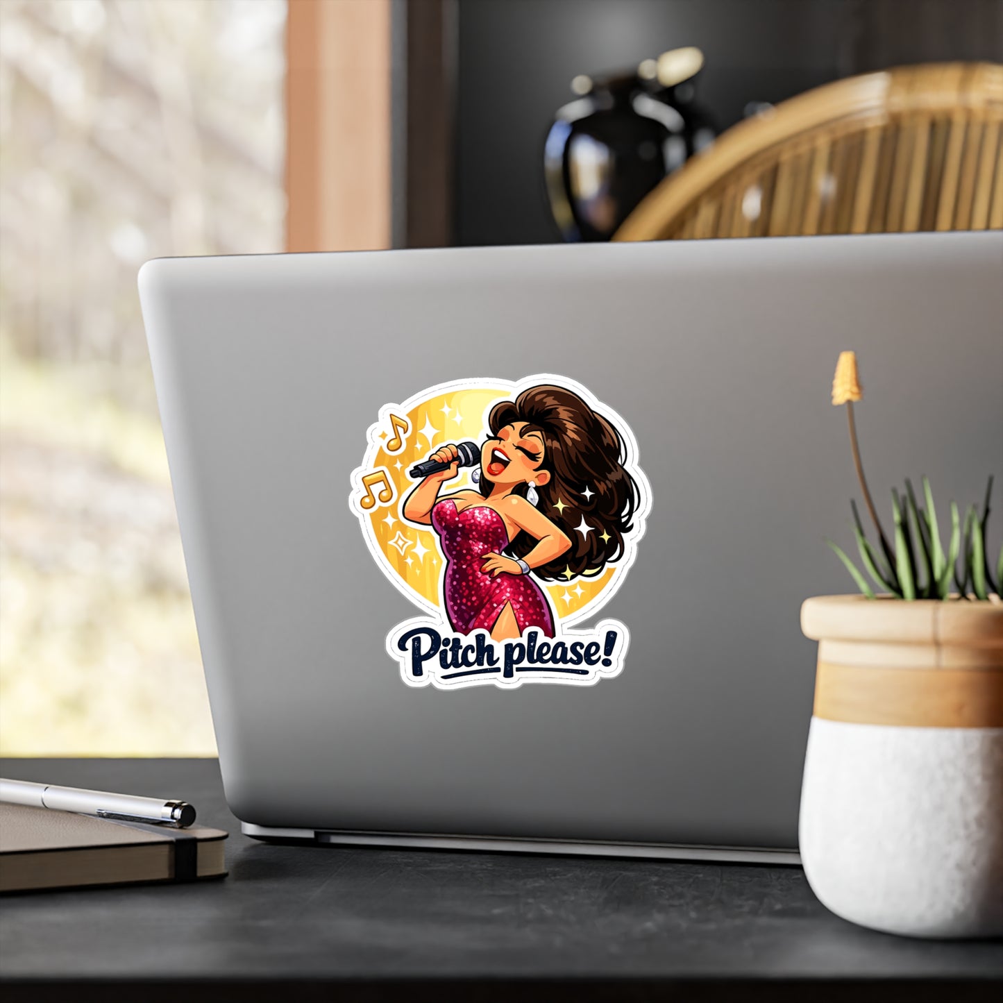 Karaoke Sticker Pitch Please Funny Music Beer Vibe Vinyl Waterproof Decals for Laptop Water Bottle