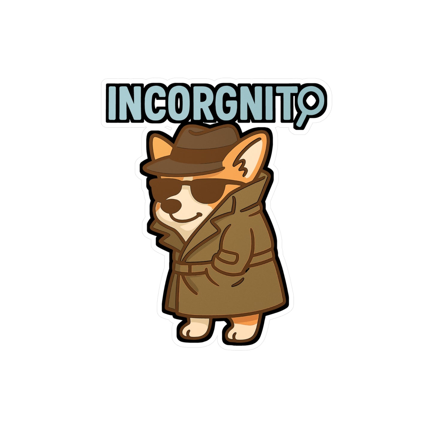 Incorgnito - Corgi Sticker for Laptop, Water Bottle, Gift for Dog Lovers, Funny Pet Decal, Perfect for Students & Friends