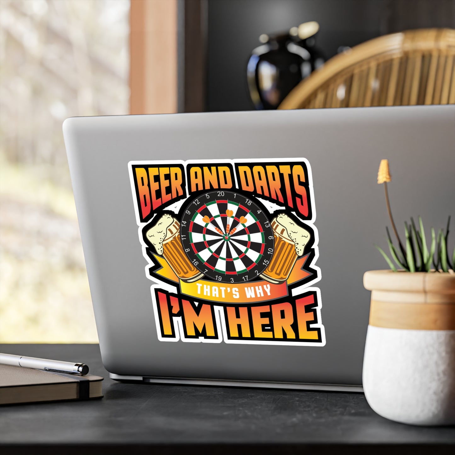 Beer and Darts - Dart Sticker for Car Window Laptop Sticker. Water Bottle Sticker, Vinyl Darts Decal, Dart player Sticker - Dart Gift