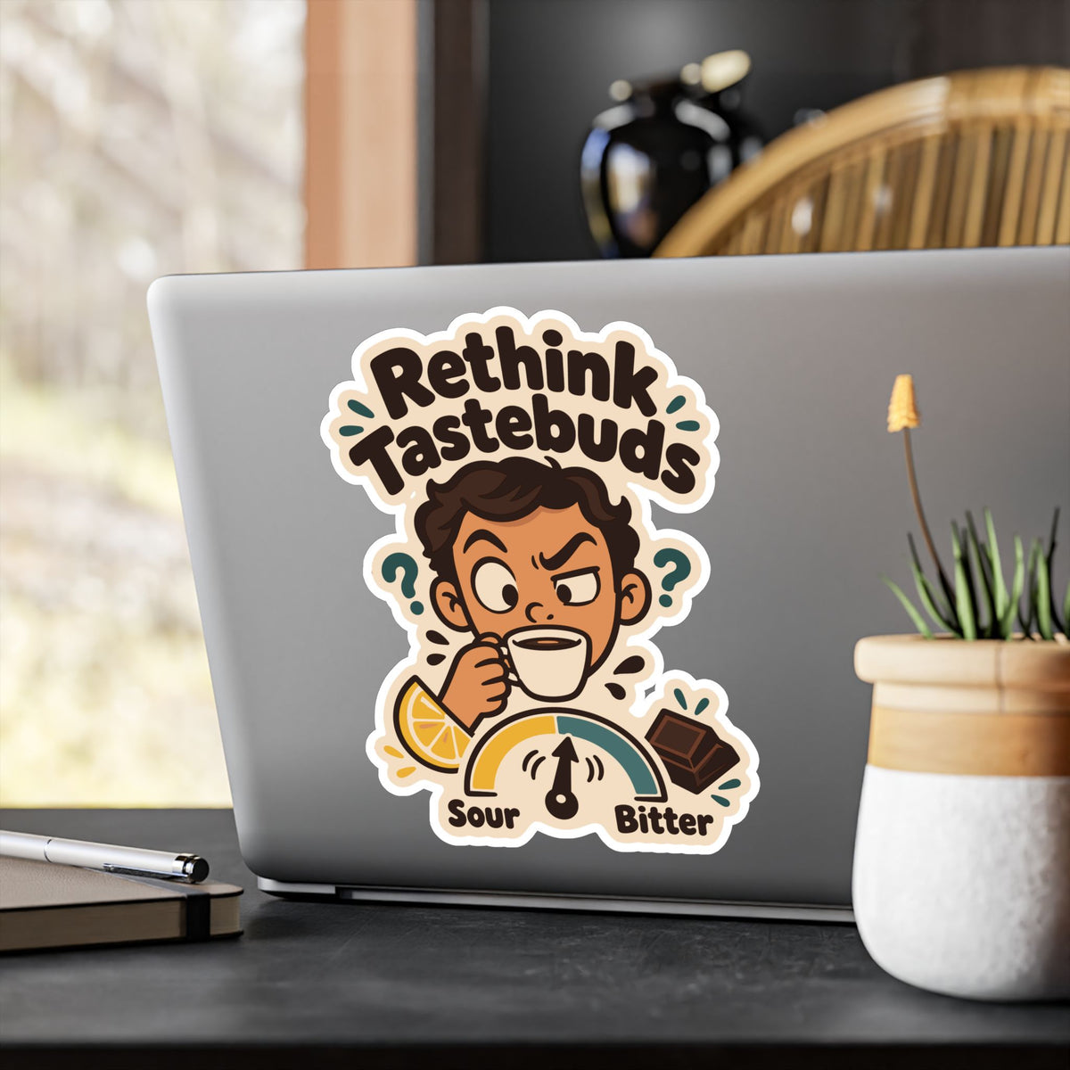 Espresso Sticker "Rethink Tastebuds" – Coffee Lover Decals for Your Grinder or Digital Scale