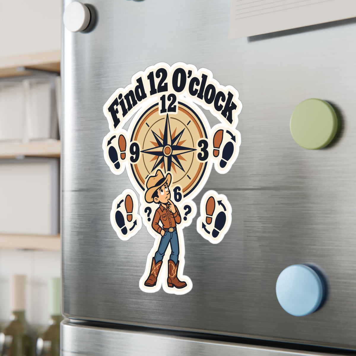 Line Dance Sticker - Find 12 O’clock Design for Country-Life Dancers, Western Decals for Laptop or Water Bottle