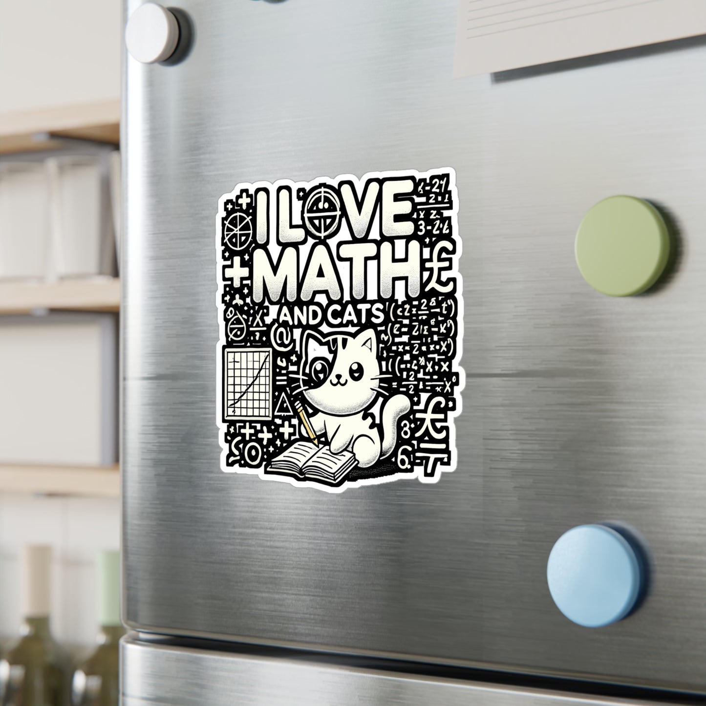 I Love Math and Cats – Funny Math Sticker for Laptop or Water Bottle | Vinyl Decal Gift for Teachers and Cat Lovers