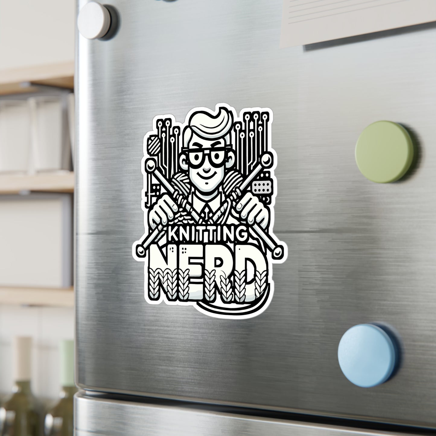 Knitting Nerd – Vinyl Sticker for Car Window, Laptop, Water Bottle | Worsted Yarn Decal, Knitting Gift for Needle Lovers