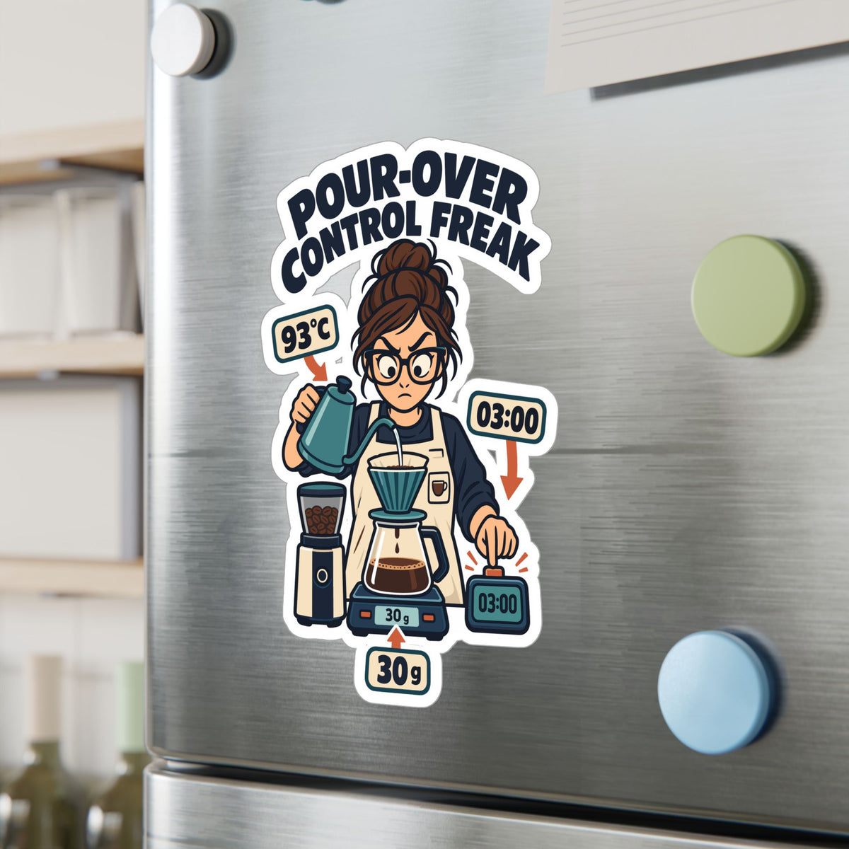 Espresso Sticker - Pour-over Control Freak, Coffee Decals for Your Grinder or Digital Scale