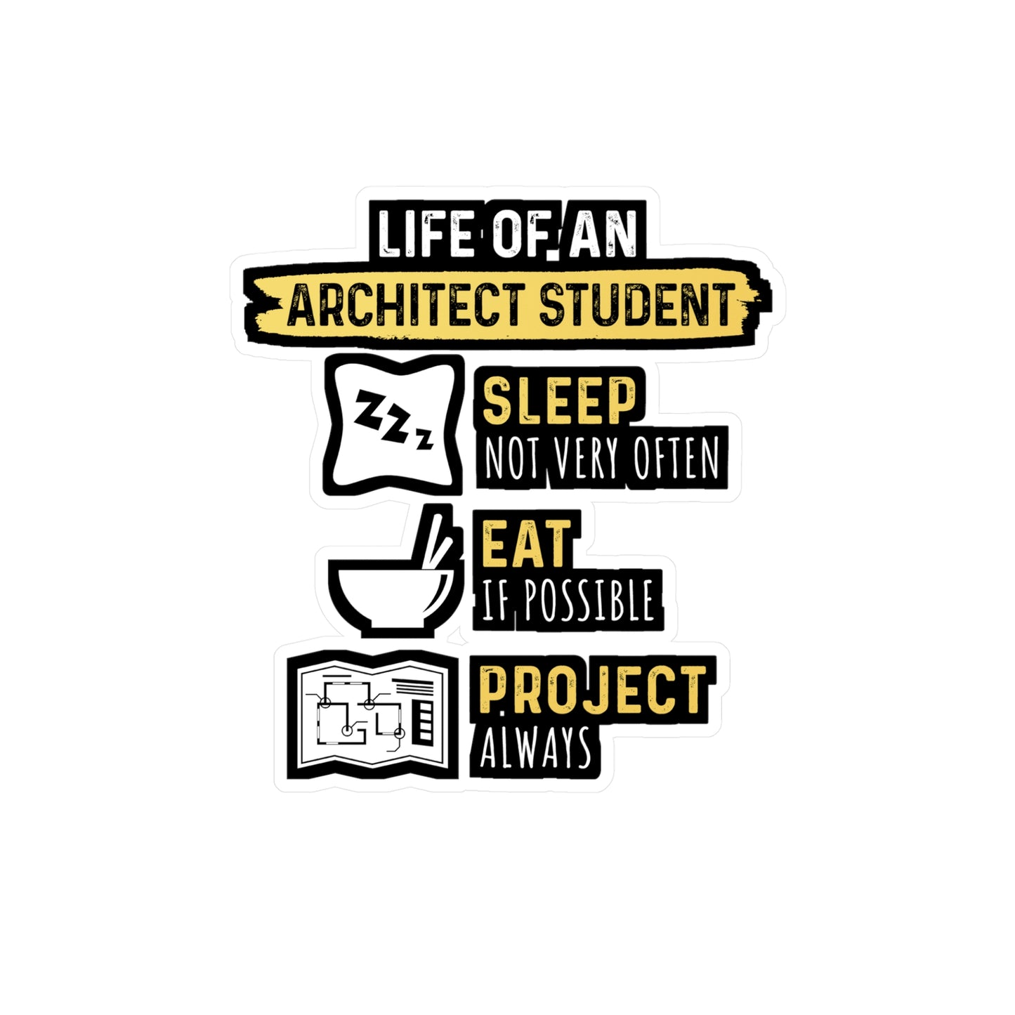 Life of An Architect Student - Architecture Sticker for Laptop Sticker. Water Bottle Sticker, Vinyl Studio Decal - Architecture Gift