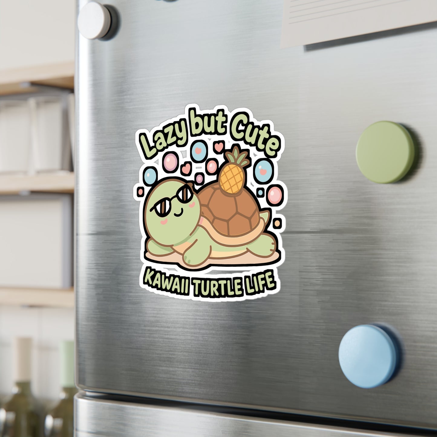Kawaii Turtle - Kawaii Turtle Sticker for Laptop, Water Bottle, Gift for Kids, Teens, Turtle Lovers, Aesthetic Animal Decal