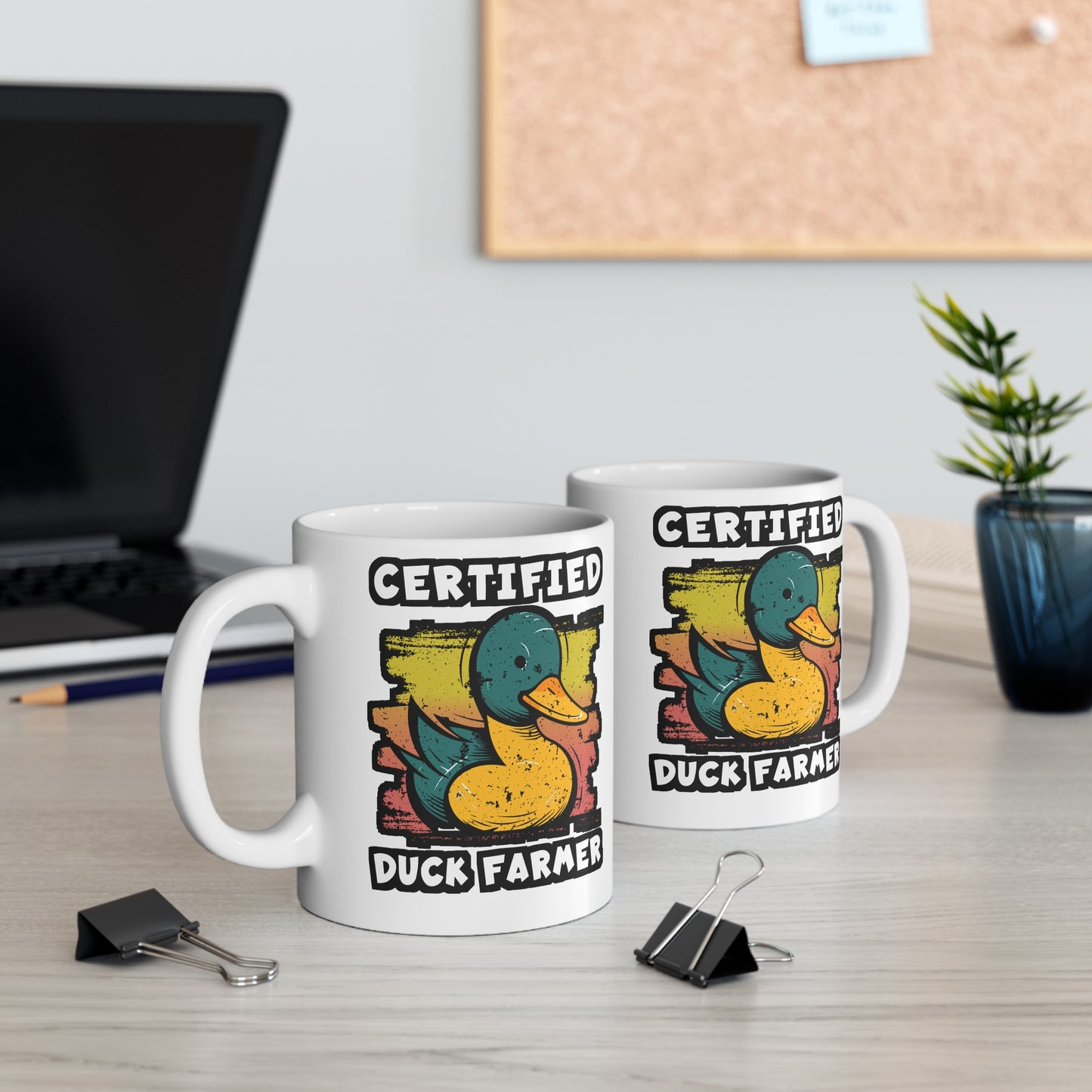 Certified Duck Farmer - Farmer Mug for Coffee 11oz. Farmer Cup, White ceramic, Tractor Mug, Livestock Tea Cup - Farmer Gift