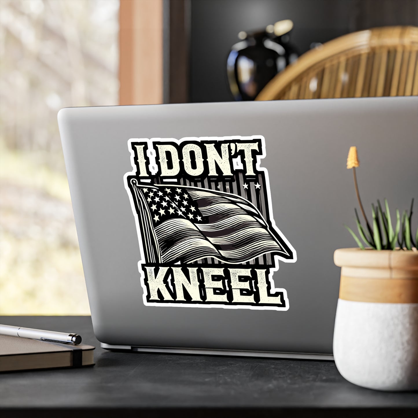 I Don’t Kneel - Patriotic Sticker for Laptop Sticker. Water Bottle Sticker, Vinyl American flag Decal - Patriotic Gift