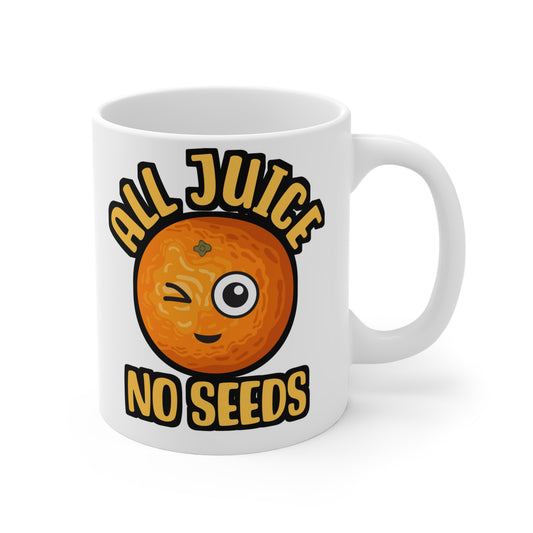 All Juice No Seeds - Vasectomy Mug for Coffee 11oz. Vasectomy Cup, White ceramic, Childproofing Mug, Parenthood Tea Cup - Vasectomy Gift