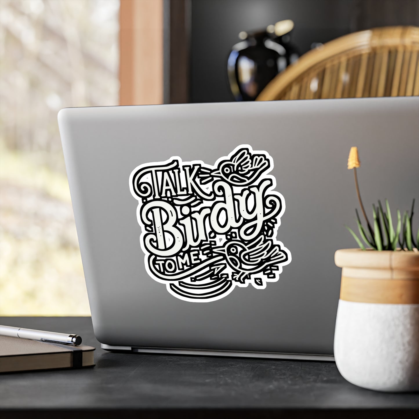 Talk Birdy To Me – Birdwatcher Sticker | Vinyl Decal for Laptop, Water Bottle & Binocular Case – Funny Birding Gift