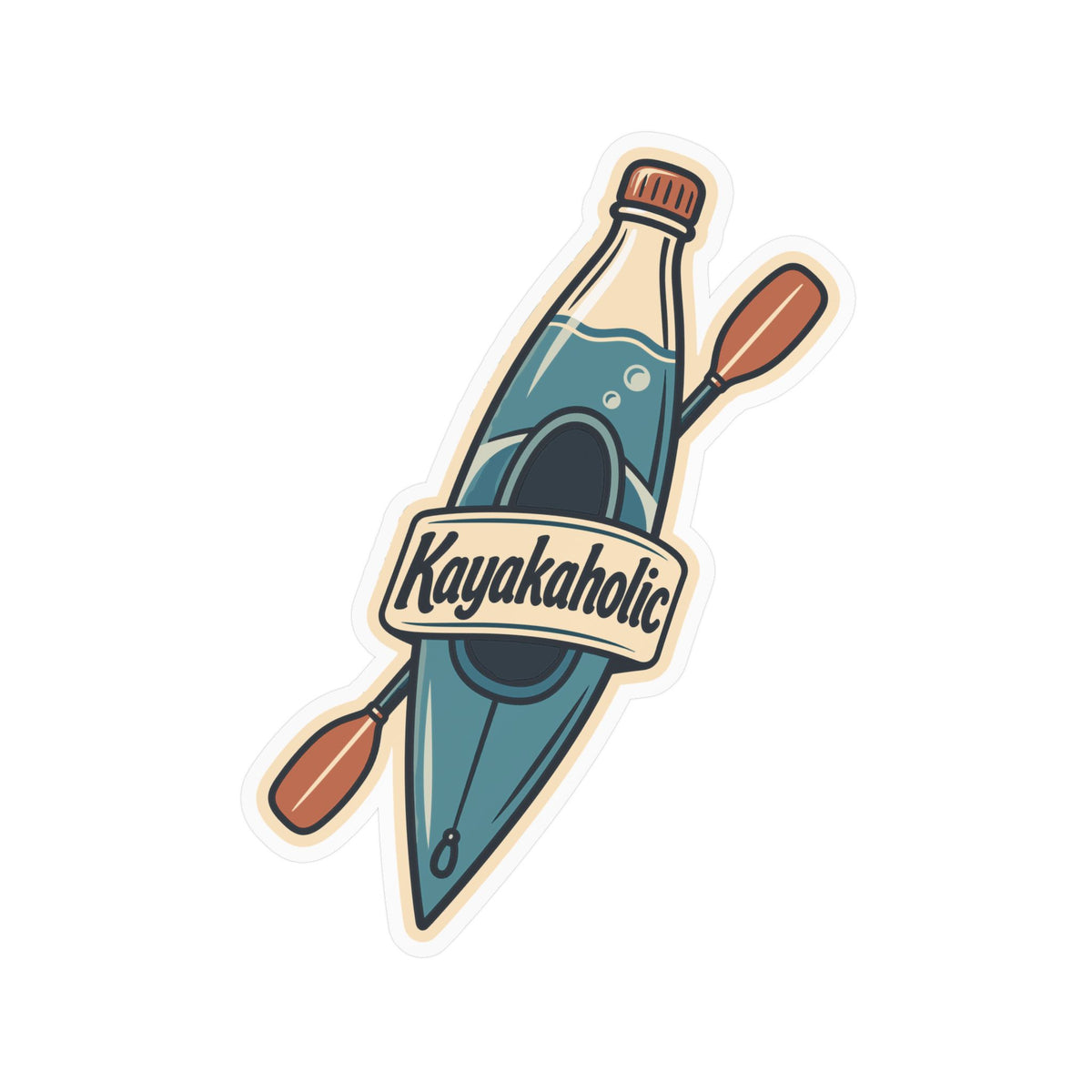 Kayak Sticker - Kayakaholic Decals for Kayaking and Rowing Fans, Kayaker Design for Laptop or Water Bottle