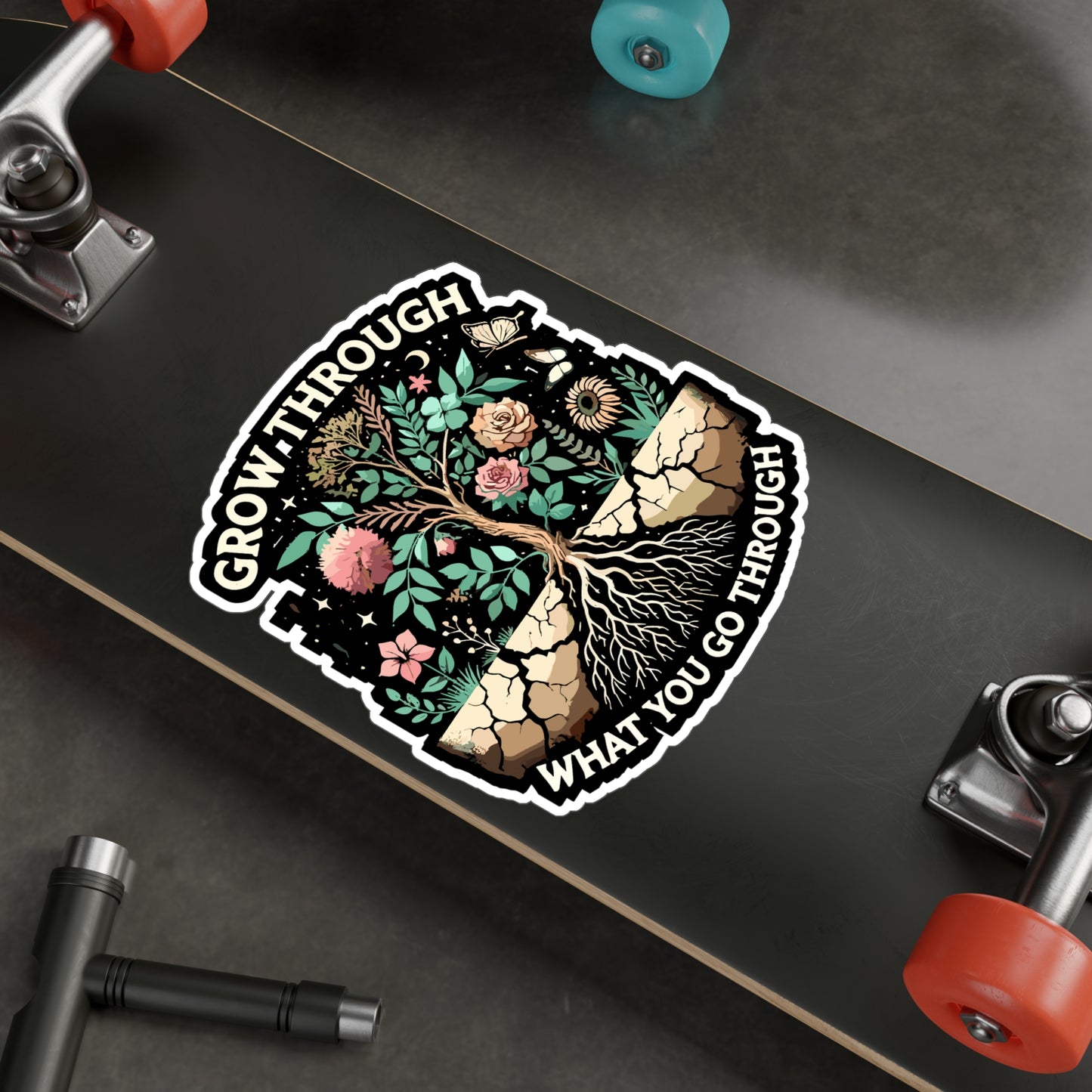 Grow Through What You Go Through - Empowerment Sticker for Laptop Sticker. Water Bottle Sticker, Vinyl Growth Decal - Empowerment Gift
