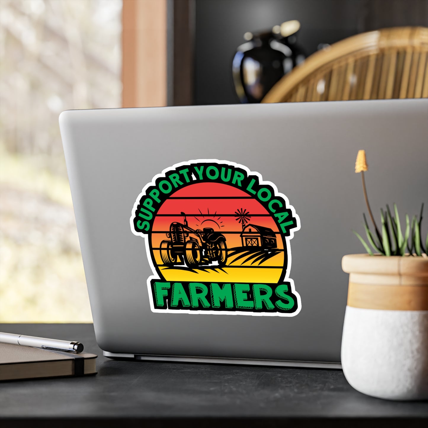 Support Your Farmers - Farmer Sticker for Car Window Laptop Sticker. Water Bottle Sticker, Vinyl Farm Decal, Farming Sticker - Farmer Gift
