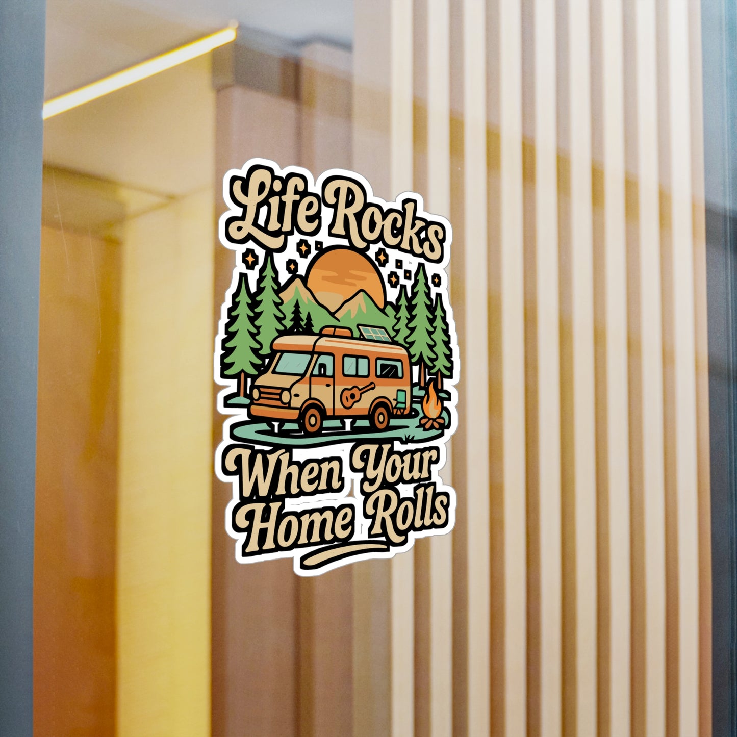 Life Rocks When Your Home Rolls – Camper Sticker for Laptop, Water Bottle & RV | Adventure Travel Gift