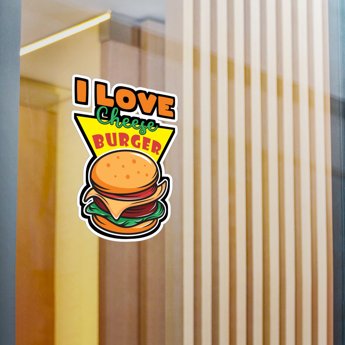 I Love Cheese Burger - Fastfood Sticker for Laptop Sticker. Water Bottle Sticker, Vinyl Fast food Decal - Fastfood Gift