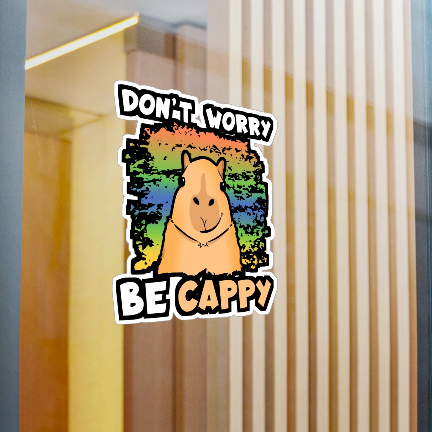 Don't Worry Be Cappy | Capybara Sticker | Capy Decals | Rodent Laptop Sticker | Capybara Gift | Capy Gift