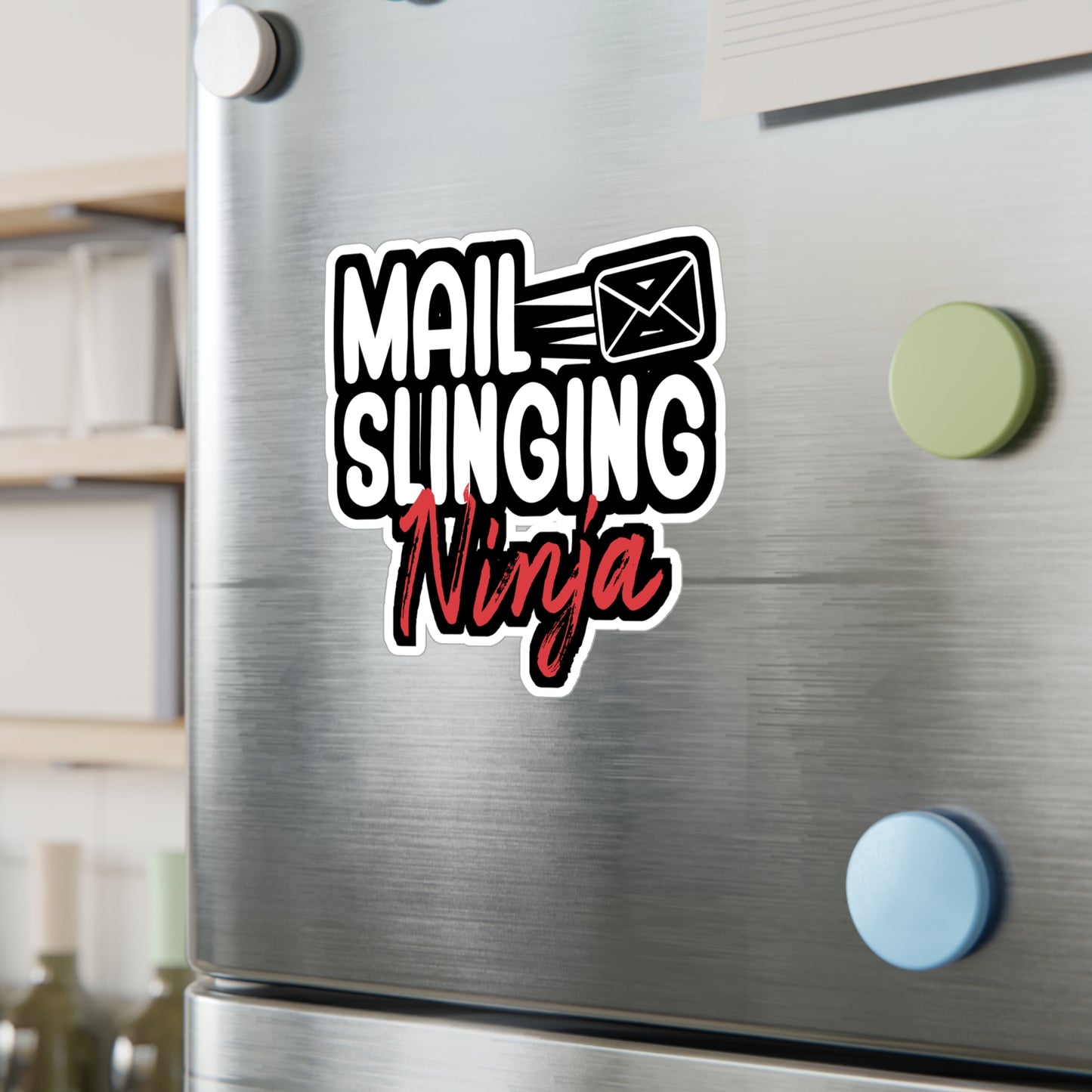 Mail slinging ninja - Postal worker Sticker for Wall, Laptop, Window, Truck, Car Postal worker Gift Vinyl Funny postal worker Decal Sticker