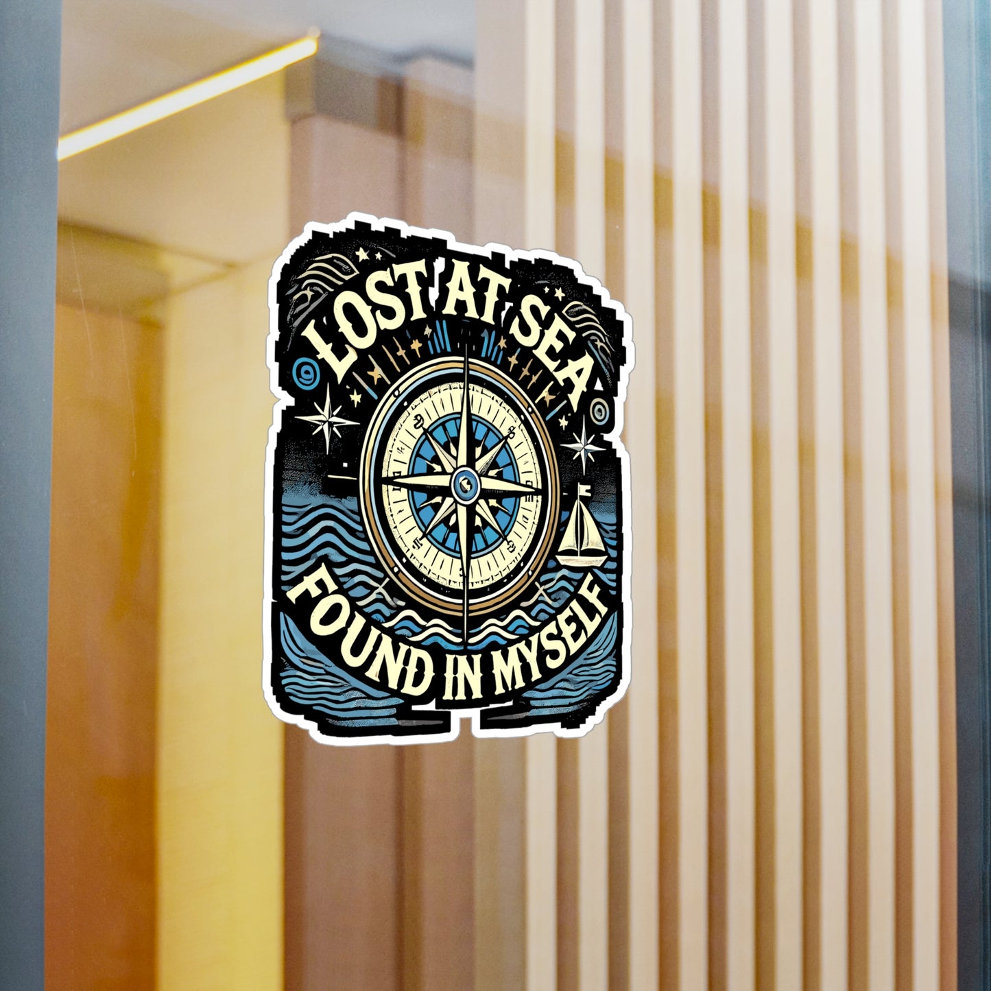 Lost at Sea Found in Myself - Nautical compass Sticker for Laptop Sticker. Water Bottle Sticker, Vinyl Maritime Decal - Nautical compass Gift