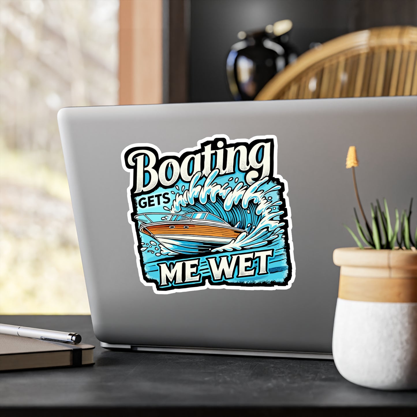 Boating Gets Me Wet - Boating Sticker for Laptop Sticker. Water Bottle Sticker, Vinyl Nautical Decal - Boating Gift