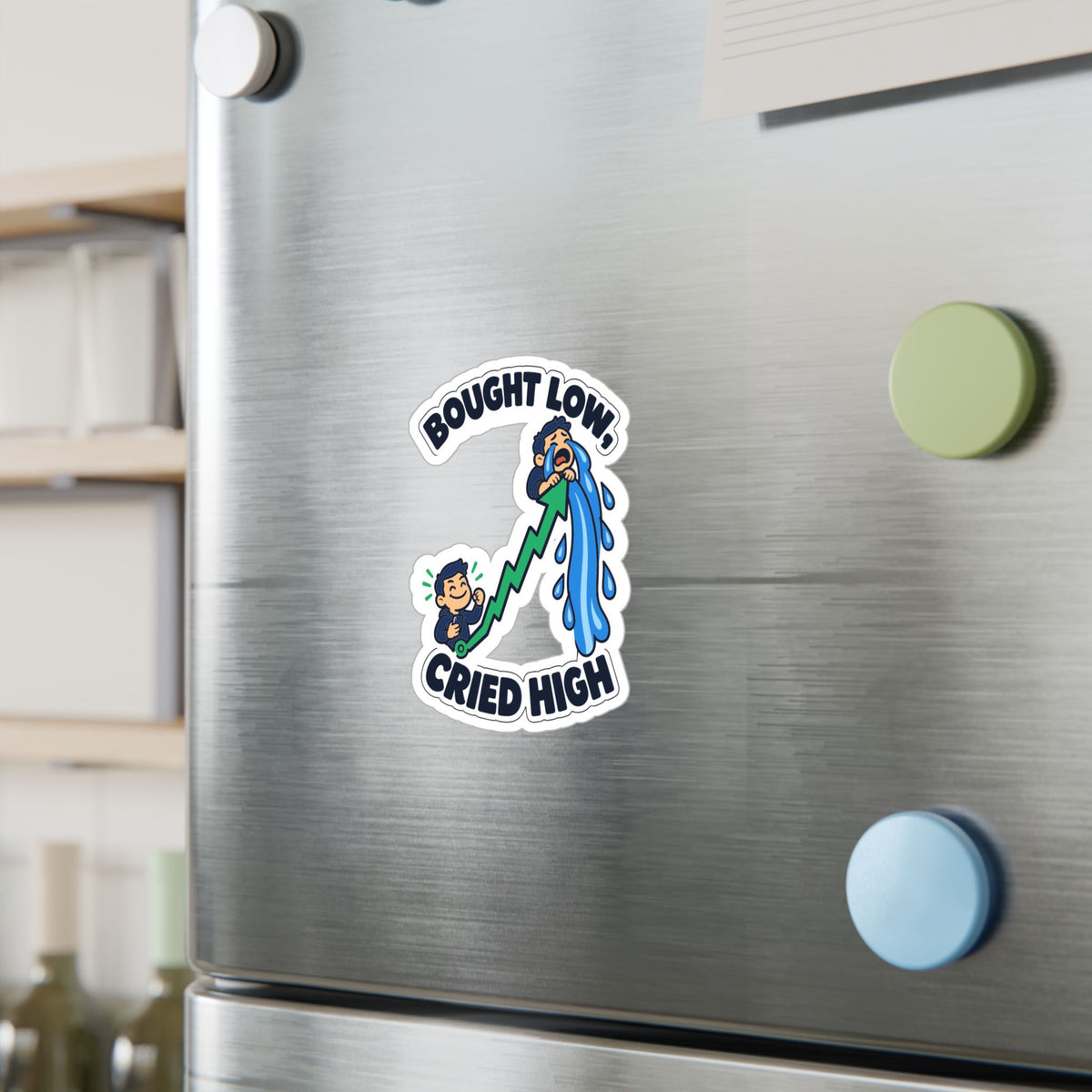 Day Trading Sticker – Bought Low, Cried High – Funny Decals for the Stock Market and Forex Trader, Laptop or Water Bottle