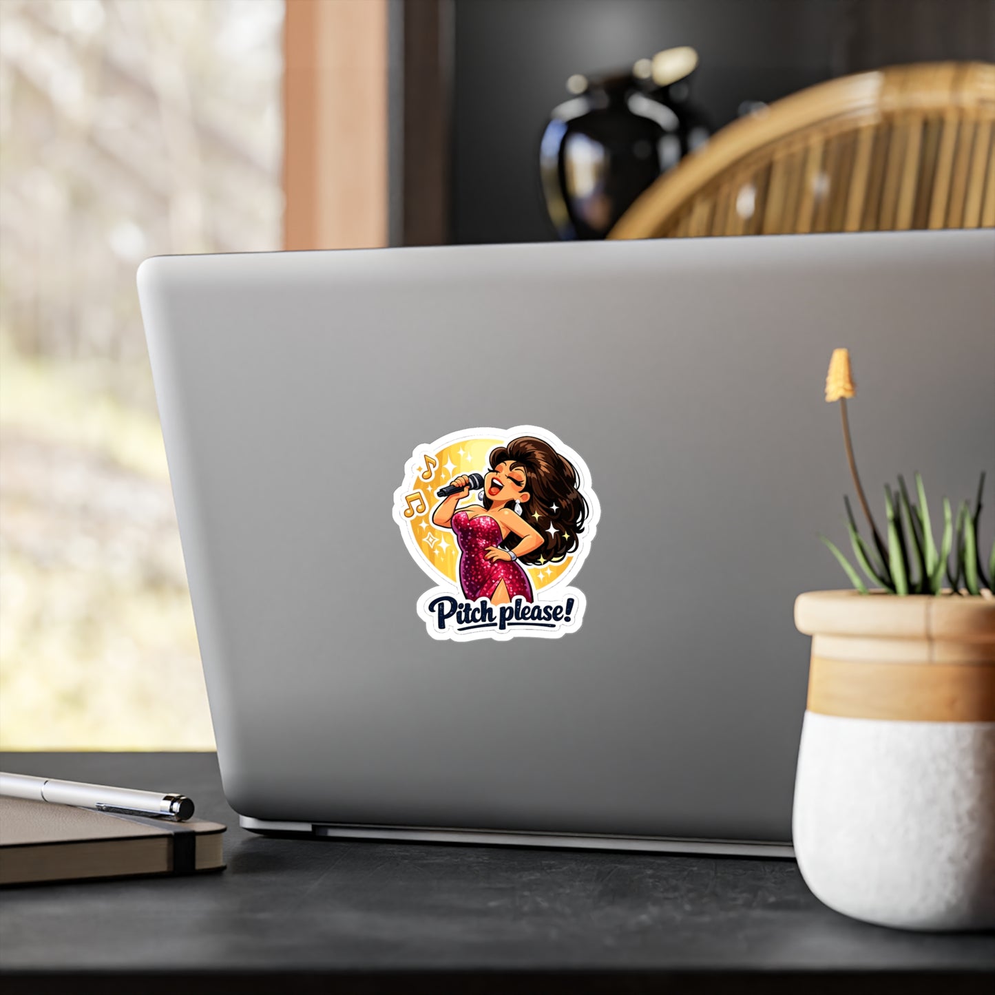 Karaoke Sticker Pitch Please Funny Music Beer Vibe Vinyl Waterproof Decals for Laptop Water Bottle