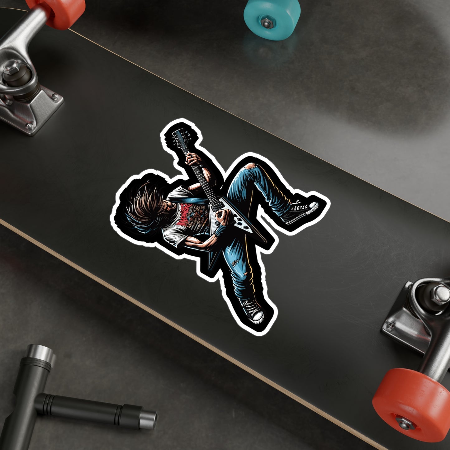 Guitar Headbang - Guitar Sticker for Car Window Laptop Sticker. Water Bottle Sticker, Vinyl Bass-player Decal, Treble Sticker - Guitar Gift