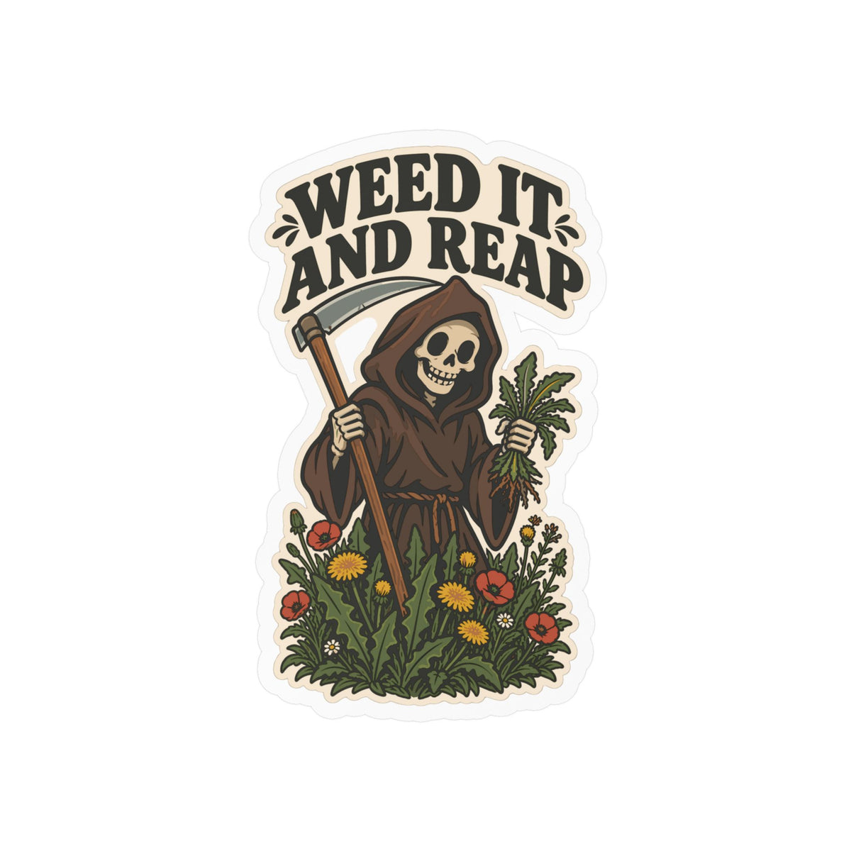 Plants Sticker - Weed It And Reap Dandelion Design, Nature-Inspired Friendship Decals for Laptop and Water Bottle