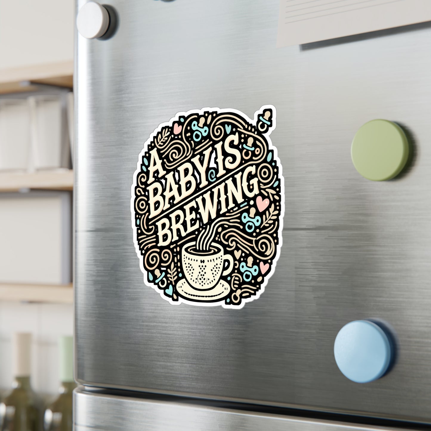 A Baby Is Brewing – Vinyl Pregnancy Announcement Sticker for Laptop & Water Bottle | Cute Pregnancy Gift