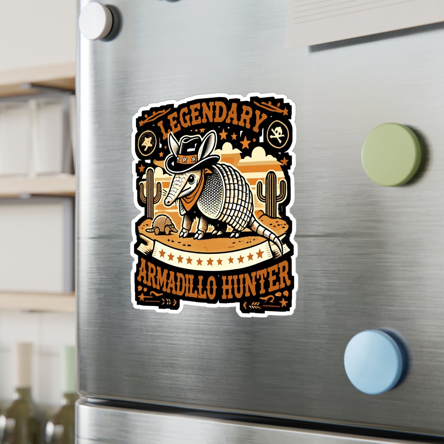 Legendary Armadillo Hunter - Armadillo Sticker for Laptop Sticker. Water Bottle Sticker, Vinyl Desert animal Decal - Armadillo Gift