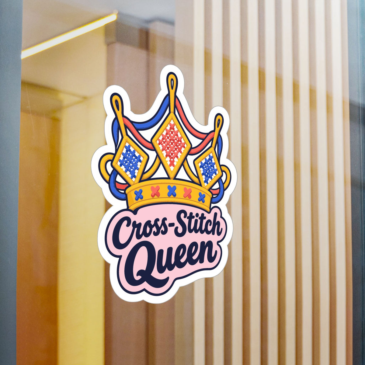 Embroidery Sticker - Cross-Stitch Queen Decals for Crafting, Needlework and Stitching Fans, Laptop and Water Bottle
