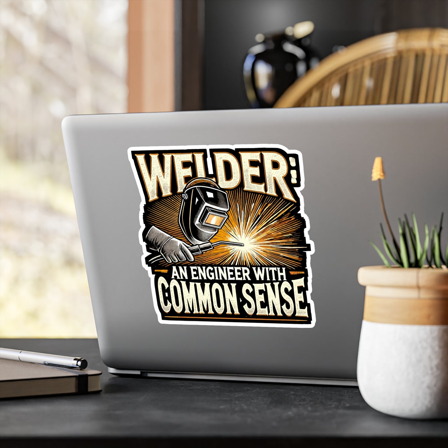 Welder An Engineer With Common Sense - Welder Sticker for Laptop Sticker. Water Bottle Sticker, Vinyl Engineer Decal - Welder Gift