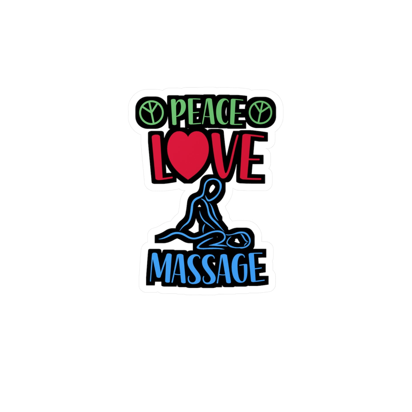 Peace Love Massage - Massage Sticker for Wall, Laptop, Window, Truck, Car Massage Gift Vinyl Massage therapist Decal Sticker