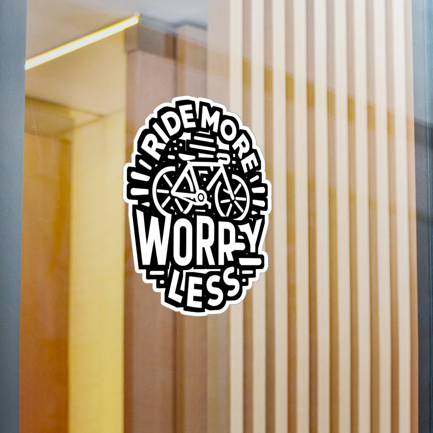 Ride more, worry less  - Cycling Sticker for Car Laptop Sticker. Water Bottle Sticker, Vinyl Cyclist Decal - Cycling Gift