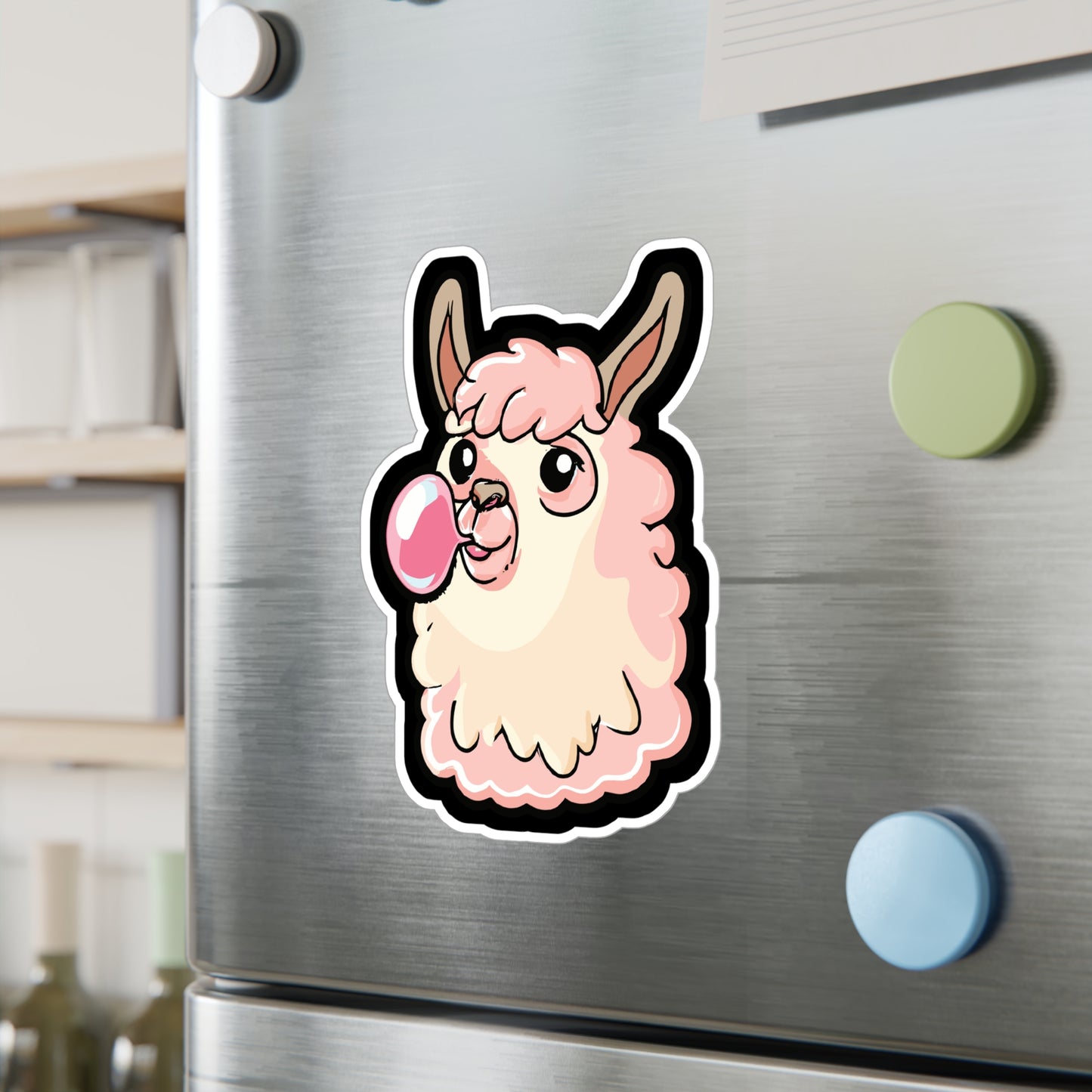 Llama with Bubblegum - Llama Sticker for Car Window Laptop Sticker. Water Bottle Sticker, Vinyl Bubblegum Decal, Quirky Sticker - Llama Gift