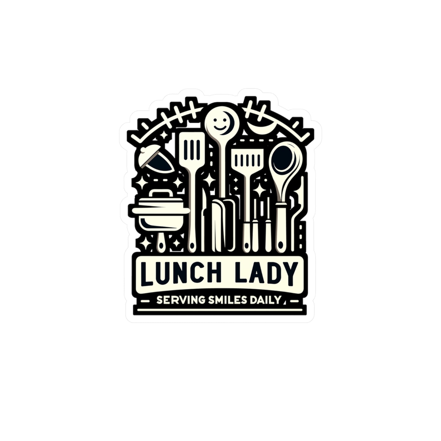 Lunch Lady Serving smiles daily - Lunch lady Sticker for Window Laptop Sticker. Water Bottle Sticker, Vinyl Lunch Decal - Lunch lady Gift