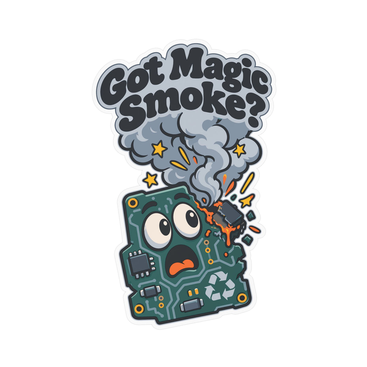 Upcycling Sticker Got Magic Smoke – Art Decals for Laptop and Water Bottle, Celebrating Recycling and Sustainability
