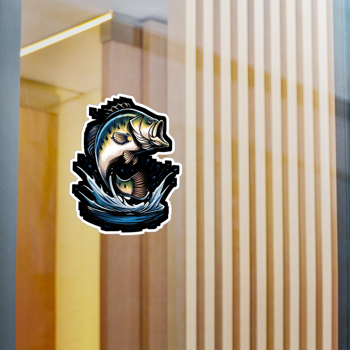 Jumping Bass Fish - Bass Sticker for Car Window Laptop Sticker. Water Bottle Sticker, Vinyl Fishing Decal, Aquatic Sticker - Bass Gift