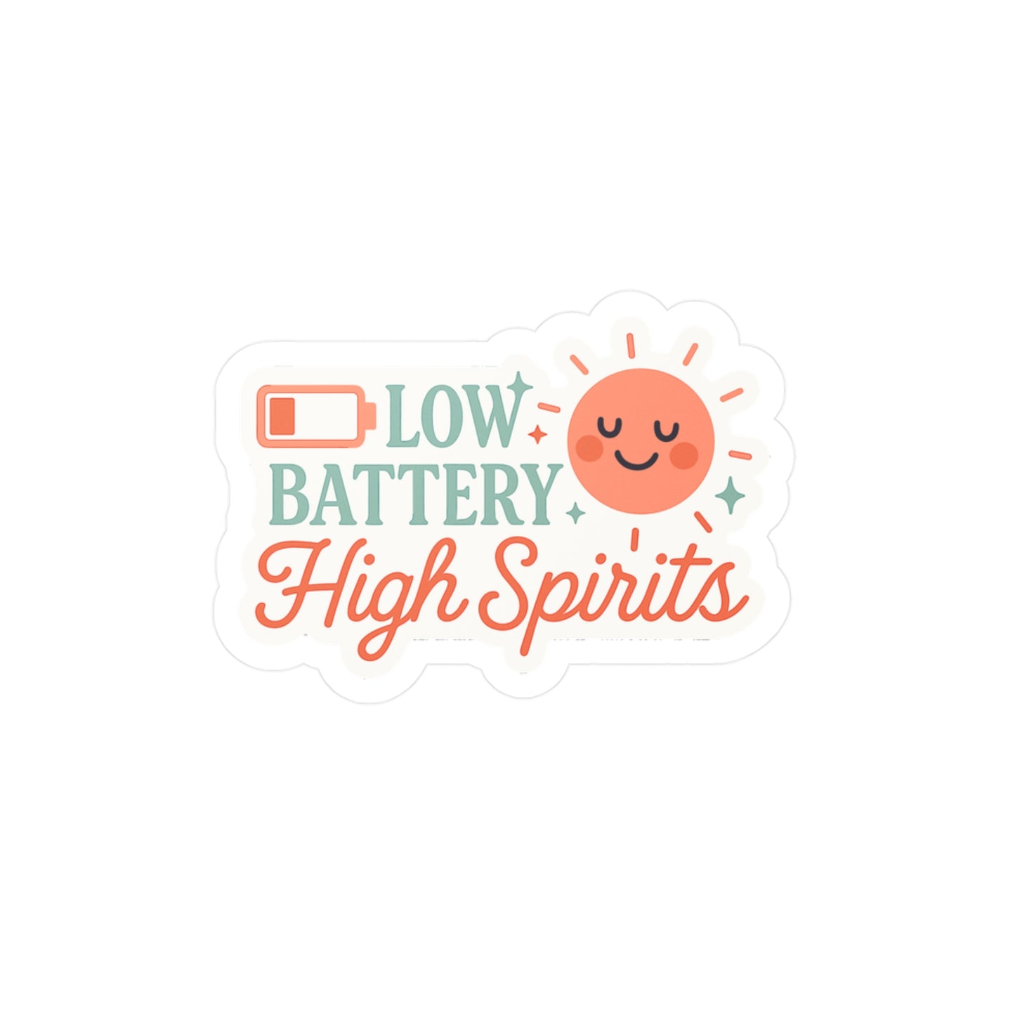 E bike Sticker – "Low Battery High Spirits" Electric Bike Vinyl Decal, Waterproof ecycling, E Cyclist Accessory for Laptop, Water Bottle