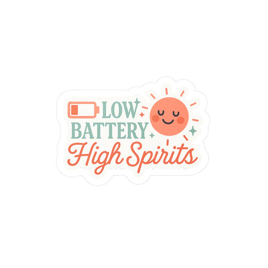 E bike Sticker – "Low Battery High Spirits" Electric Bike Vinyl Decal, Waterproof ecycling, E Cyclist Accessory for Laptop, Water Bottle