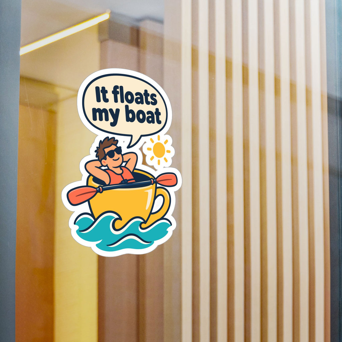 Kayak Sticker – It Floats My Boat Design for Kayaking and Rowing Fans, Kayaker Decals for Laptop or Water Bottle