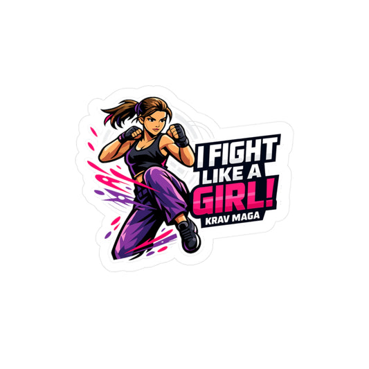Krav Maga Sticker I Fight Like a Girl! Martial Arts Self Defense Vinyl Waterproof decals for Laptop or Water Bottle Fitness