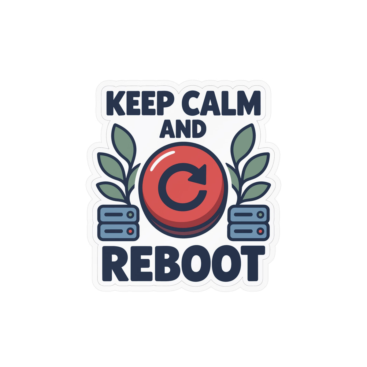 Tech Sticker - Keep Calm And Reboot, Button & Bandage Design Decals for Laptop or Water Bottle