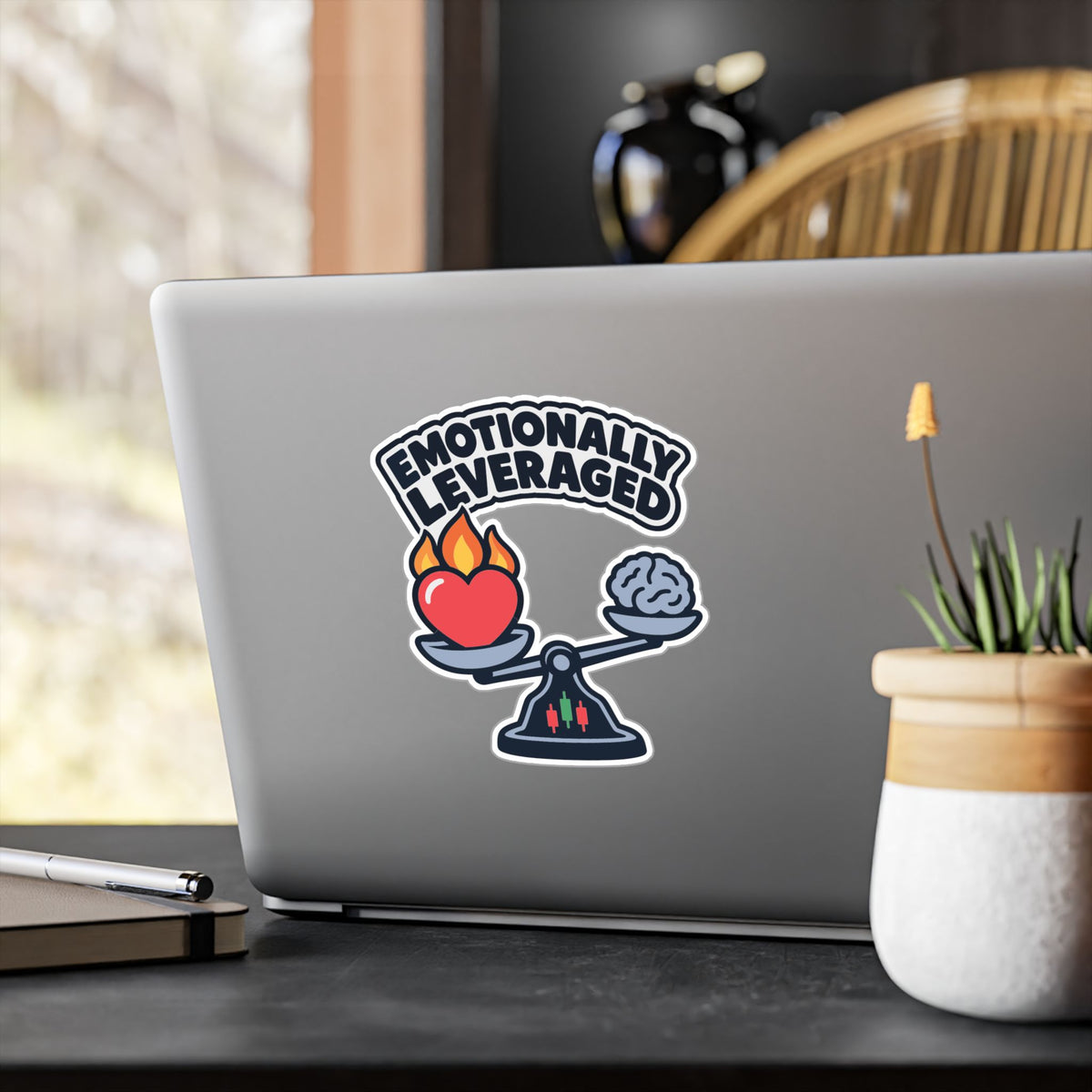 Day Trading Sticker – Emotionally Leveraged Design for Stock Market and Forex Traders, Laptop and Water Bottle Decals